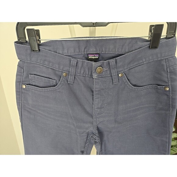 Patagonia Womens Blue Organic Cotton Rugged Twill Canvas Pinyon Pines Pants Sz 4 - Picture 2 of 12